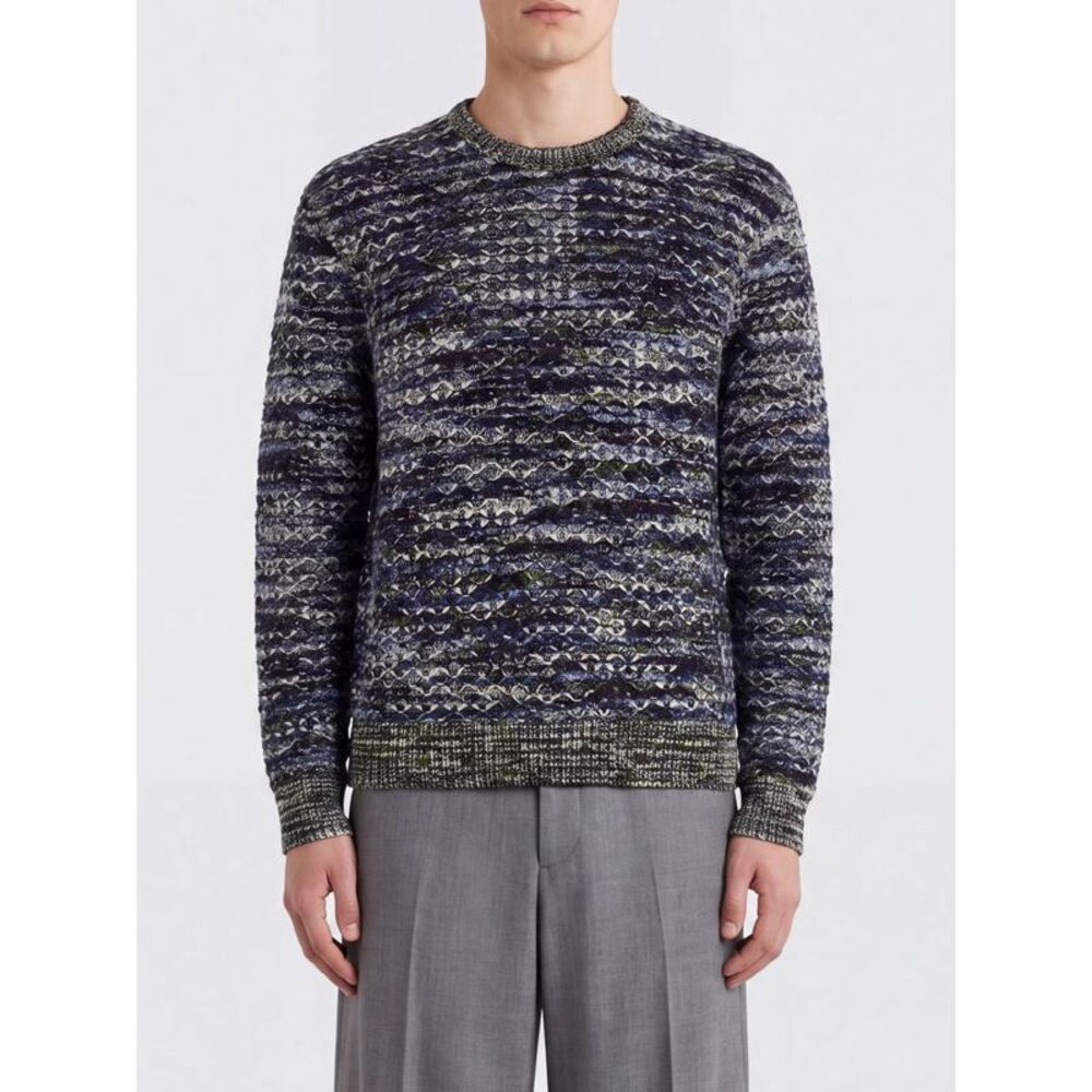 Missoni Bicolour Abstract Pattern Wool Blend Slim Fit Crewneck Jumper